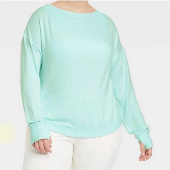 All In Motion Aqua Green Sweatshirt Womens Size 4x NWT - Picture 1 of 9